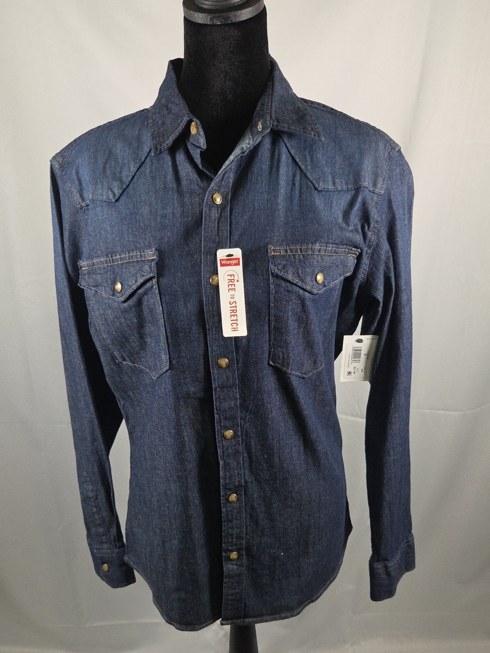 Wrangler Dark Blue Denim Western Button-Down Shirt Size S